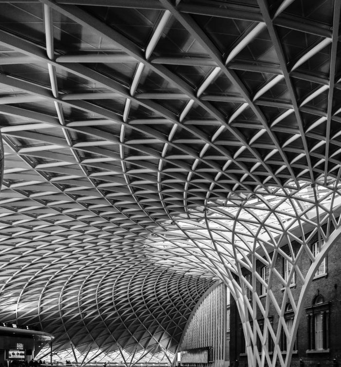 King's,Cross,London,Railway,Station,Indoor,Modern,Architecture,Construction,,Contrast